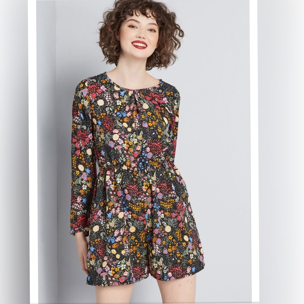 Modcloth floral long sleeve romper